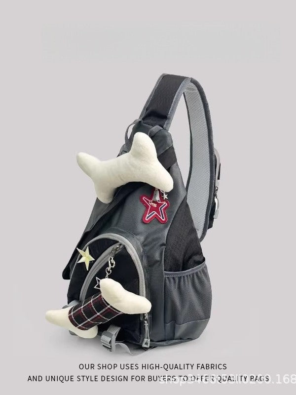 Women's Style Soft Good-looking Contrast Color Large College Student Schoolbag