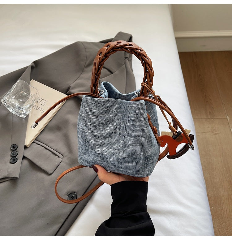 Minority Retro Texture Daily Trendy Patchwork Bucket Bags