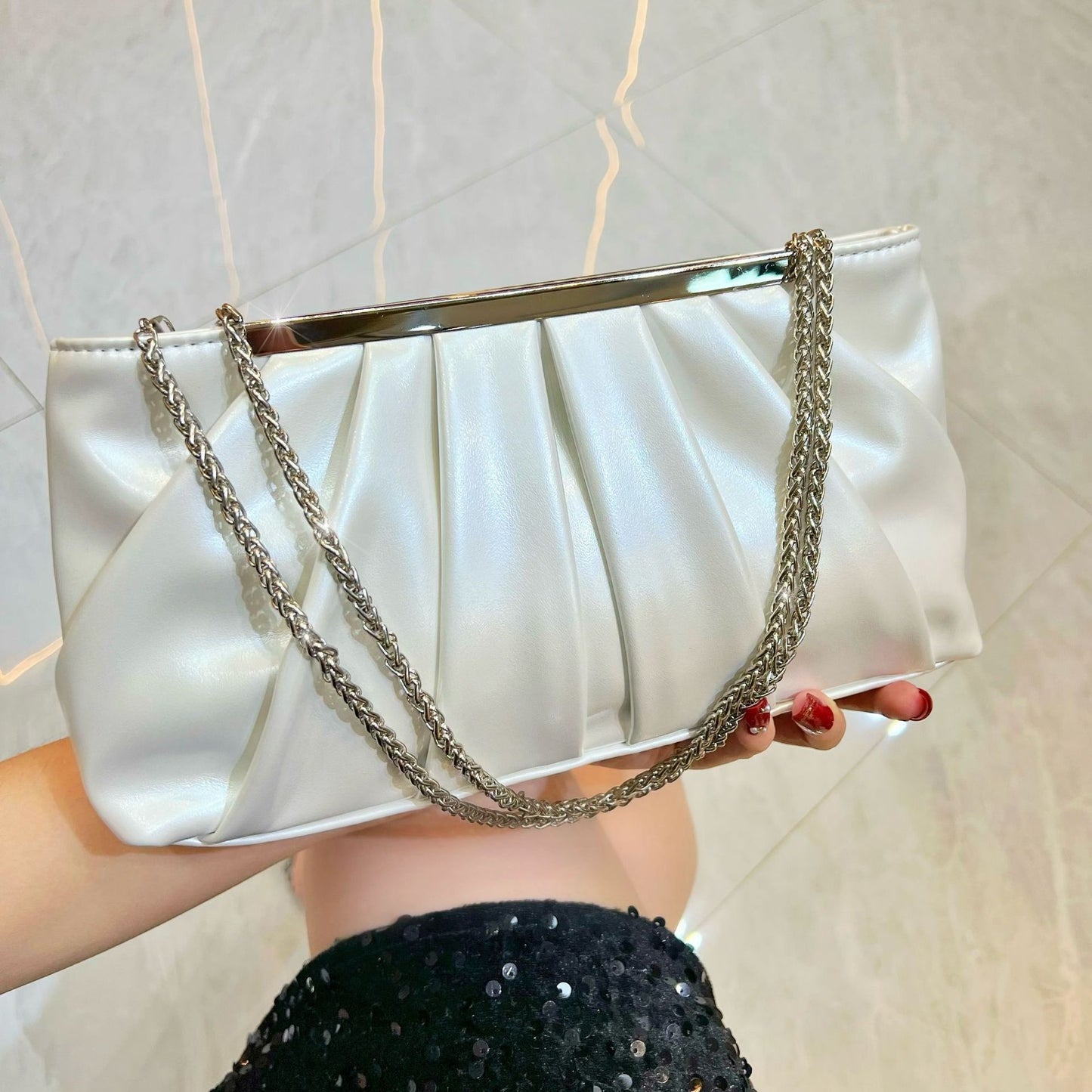 Dress Clutch Luxury Fashion Pleated Chain Handbags