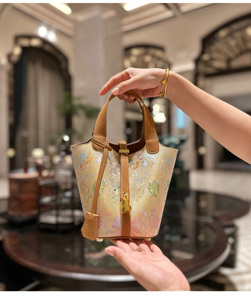 Women's Song Dynasty Brocade Light Luxury Western Style Vegetable Bucket Bags