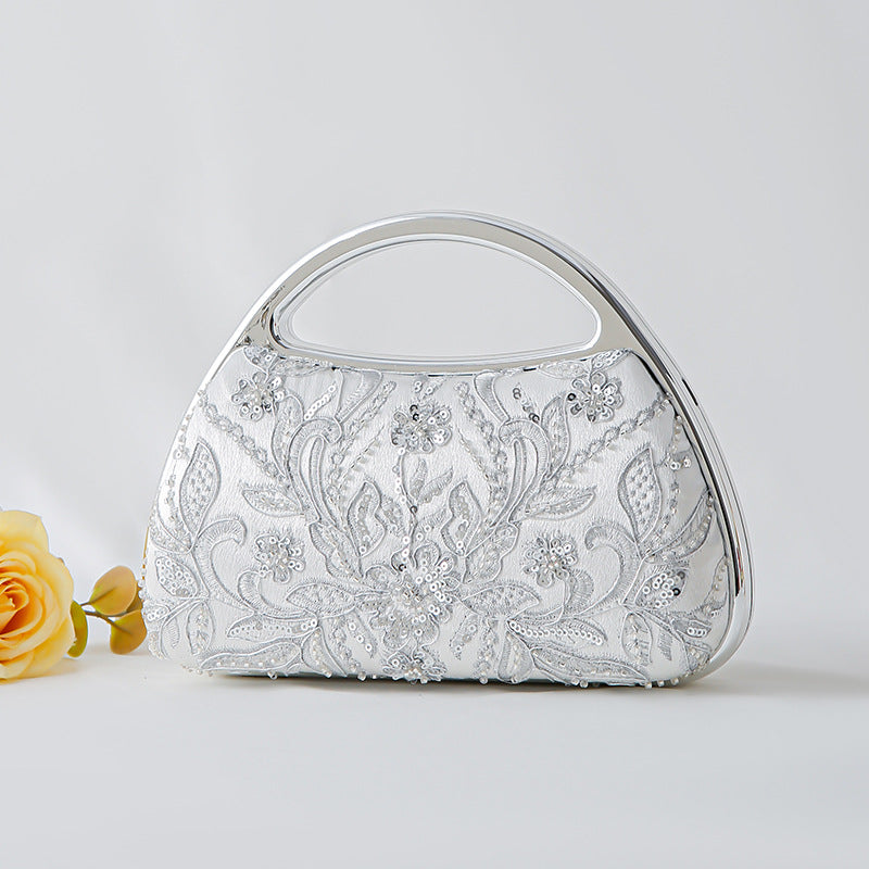 Pearl Embroidery Cheongsam Clutch Embroidered Banquet Bridal Dinner Bag