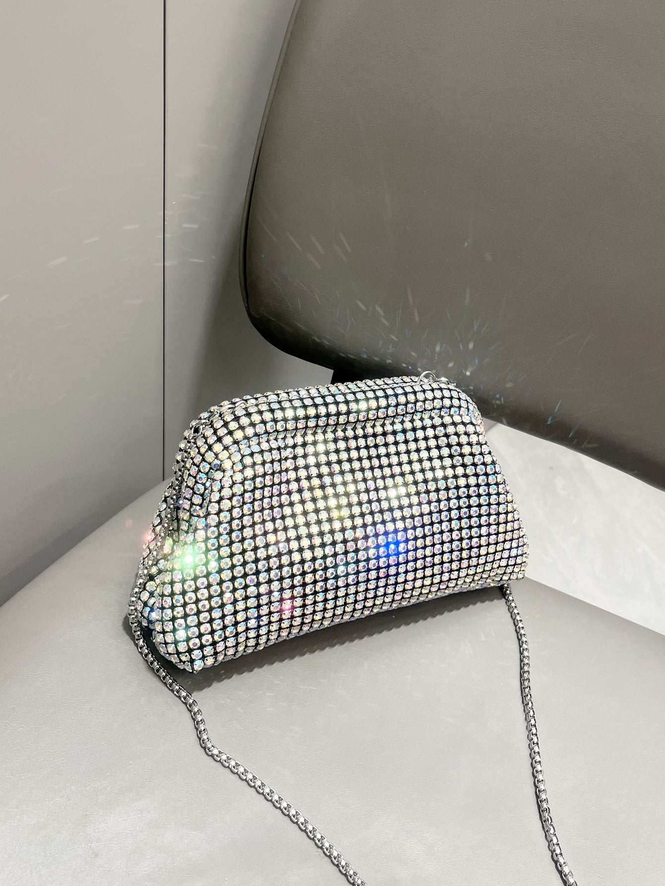 Women's Shiny Rhinestone Clutch Designer Chain Clip Dinner Bag