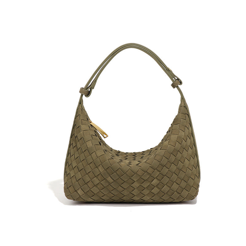 Women's Frosted Suede Woven Lunch Box Retro Underarm Women's Handbag