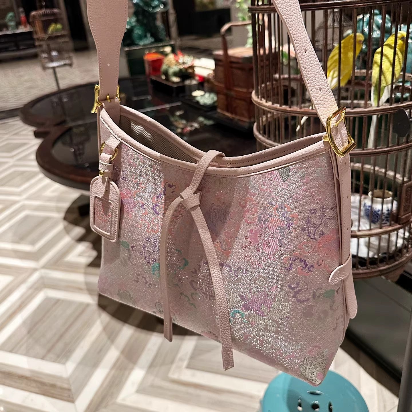 Women's Style Song Dynasty Brocade Dragon's Beard Women's Messenger Bag
