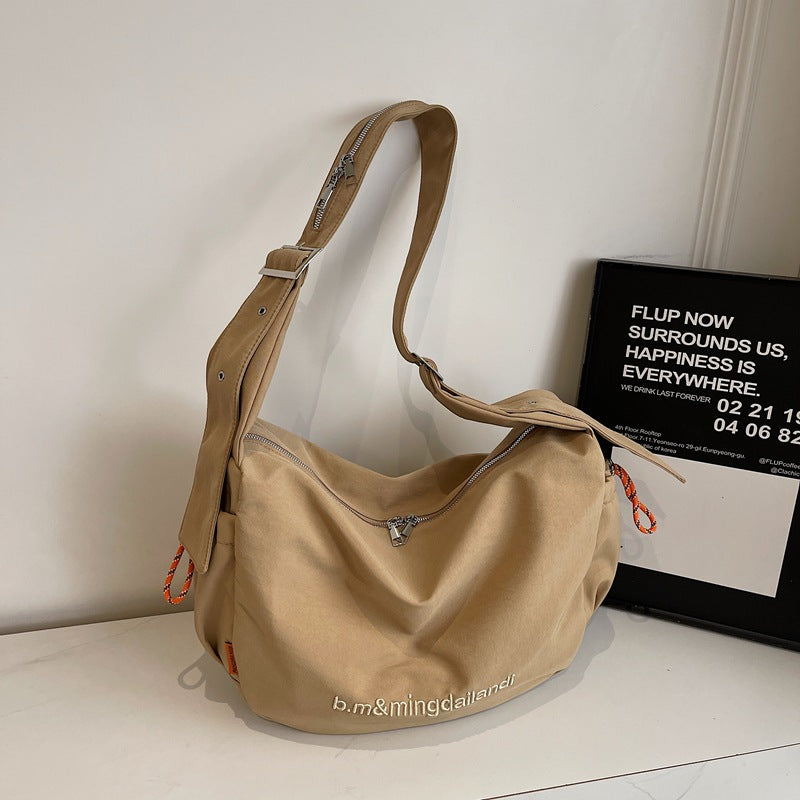 Durable Letter Embroidered Cloth Retro High-grade Women's Shoulder Bag