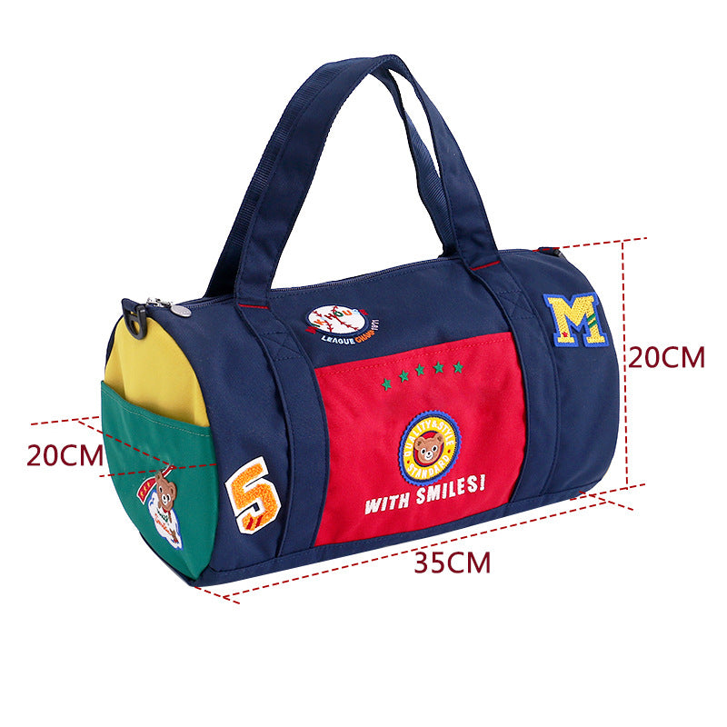 Versatile Baseball Fashion Cartoon Bear Color-matching Sports Satchel, Hanging Bag