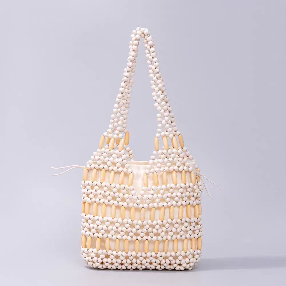 Wooden Bead Fashion Hand-woven Design Advanced Small Square Bags