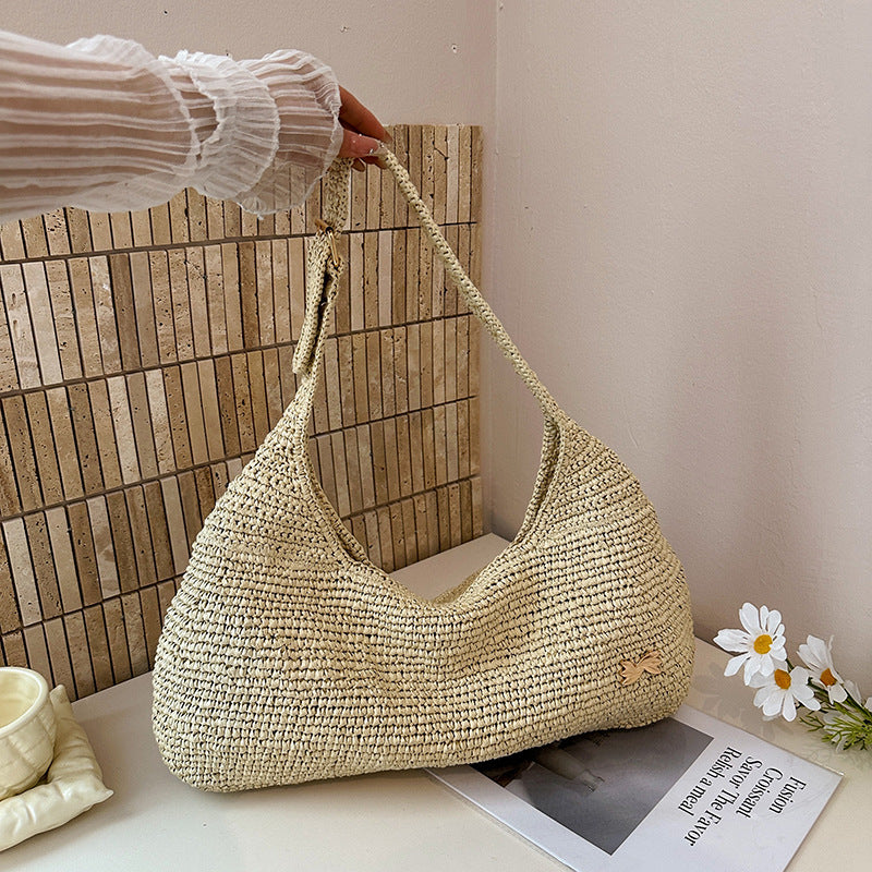 Women's Woven Summer Fashion Straw Beach Commuter Large Capacity Tote Bag