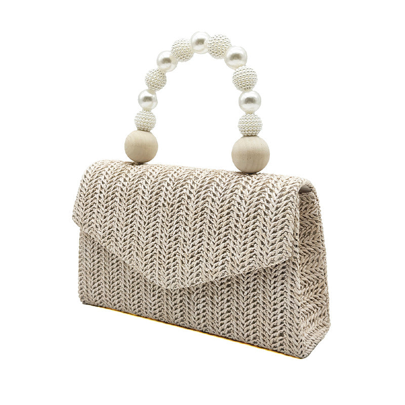 Women's Straw Woven Hand Pearl Fresh High Dinner Bag