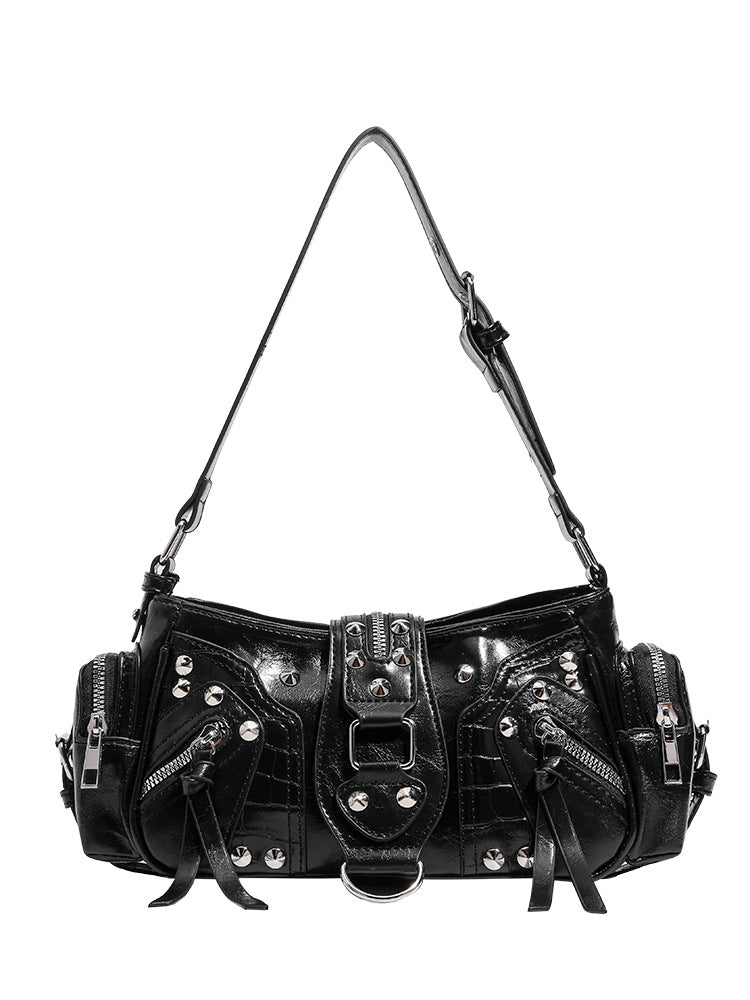 Motorcycle Vintage Rivet Niche Hot Versatile Women's Shoulder Bag