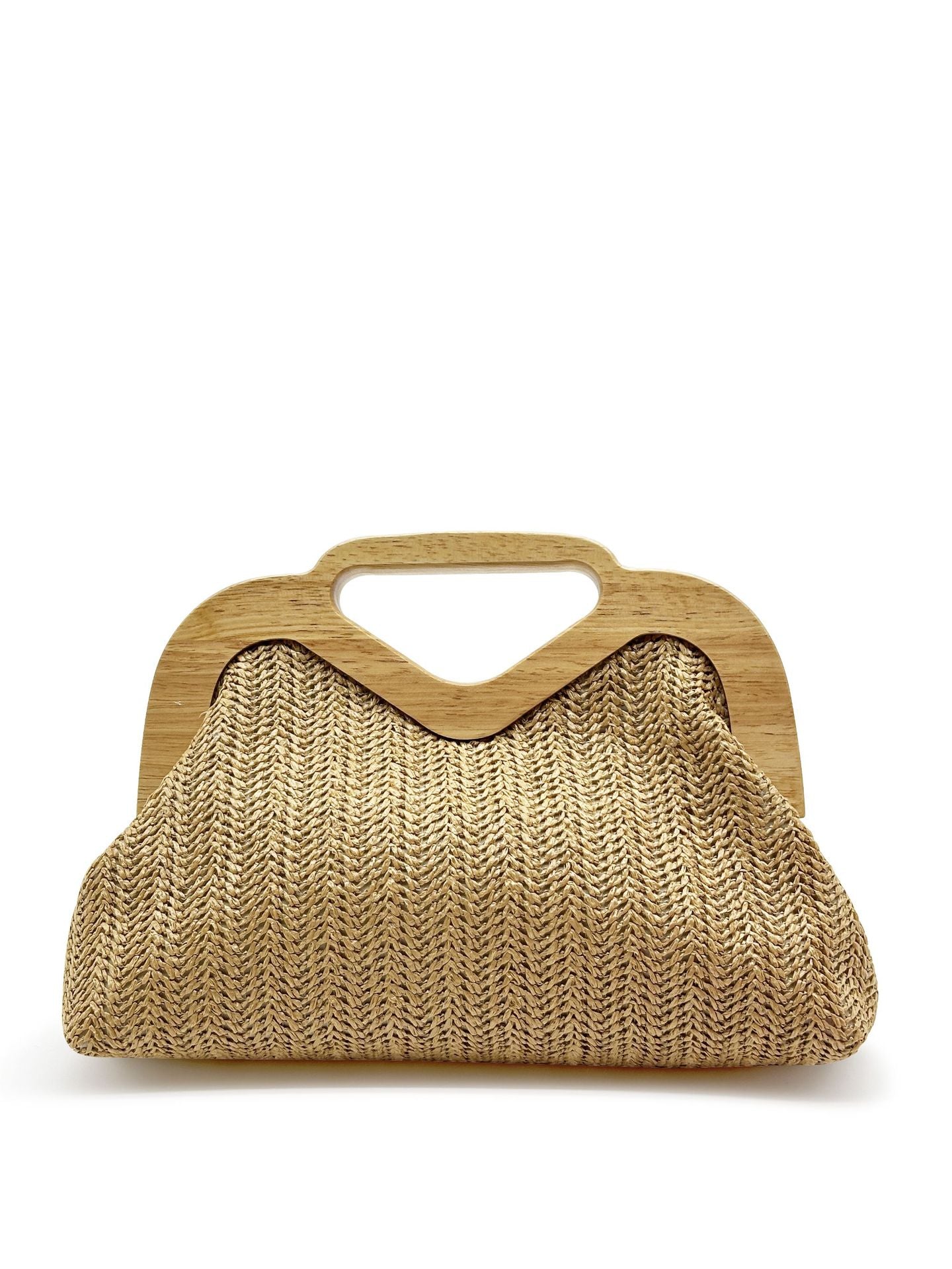 Women's Summer Main Push Wooden Banquet Hand Straw Dinner Bag