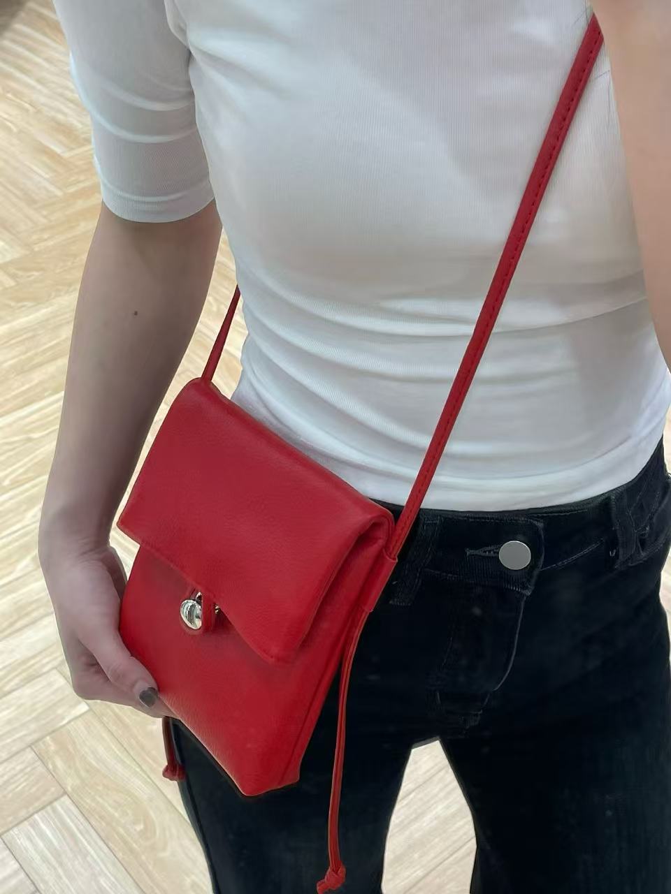 Korean Style Leather Button Minimalist Flip Bags
