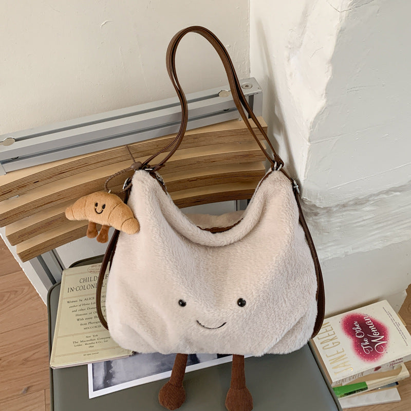 Women's Korean Plush Cloud Cute Cartoon Toast Leisure Commute Versatile Bags