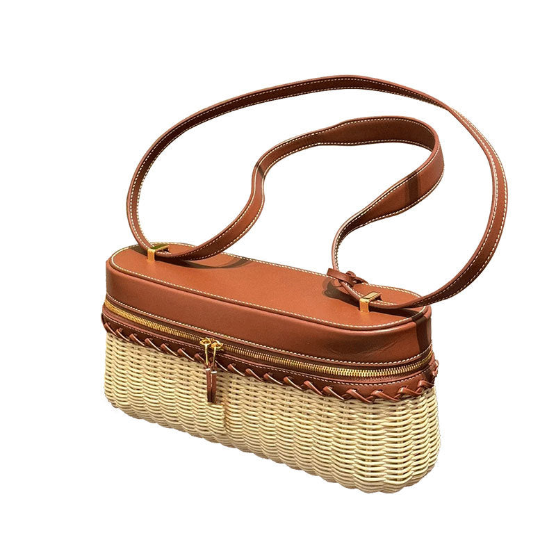 Box Mini Kelly Woven Bamboo Rattan Women's Messenger Bag