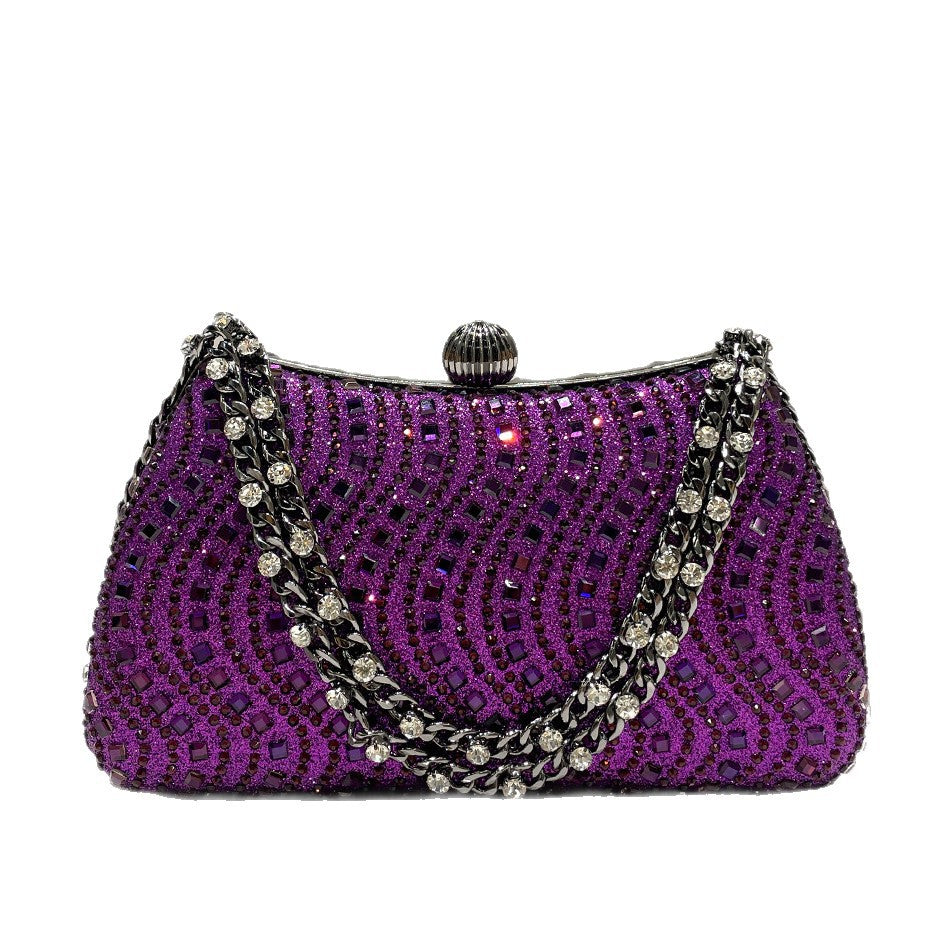 Women's Shiny Luxury Rhinestone Ornament Fashionable Elegant Dinner Bag