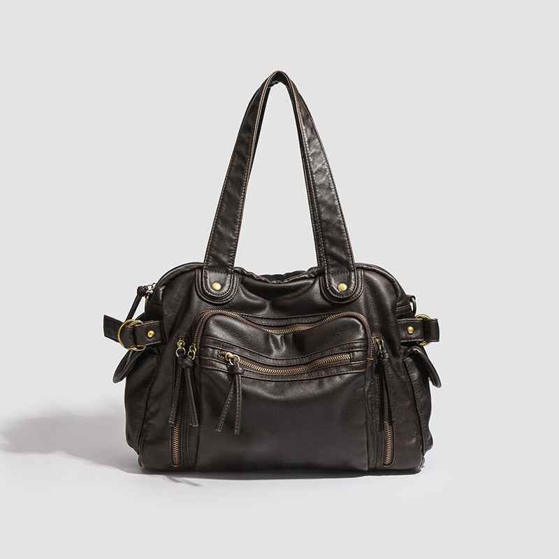 Women's Retro Motorcycle Large Capacity Waste Soil Women's Shoulder Bag