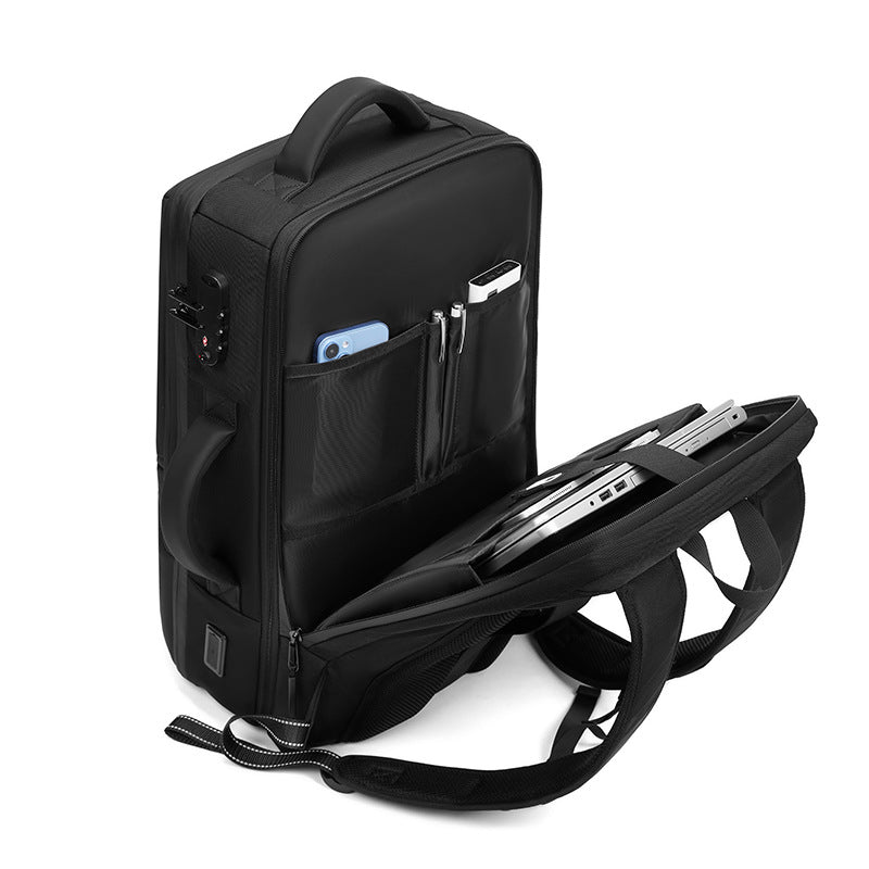 Men's High Texture Glossy Waterproof Commute Large Capacity Backpacks