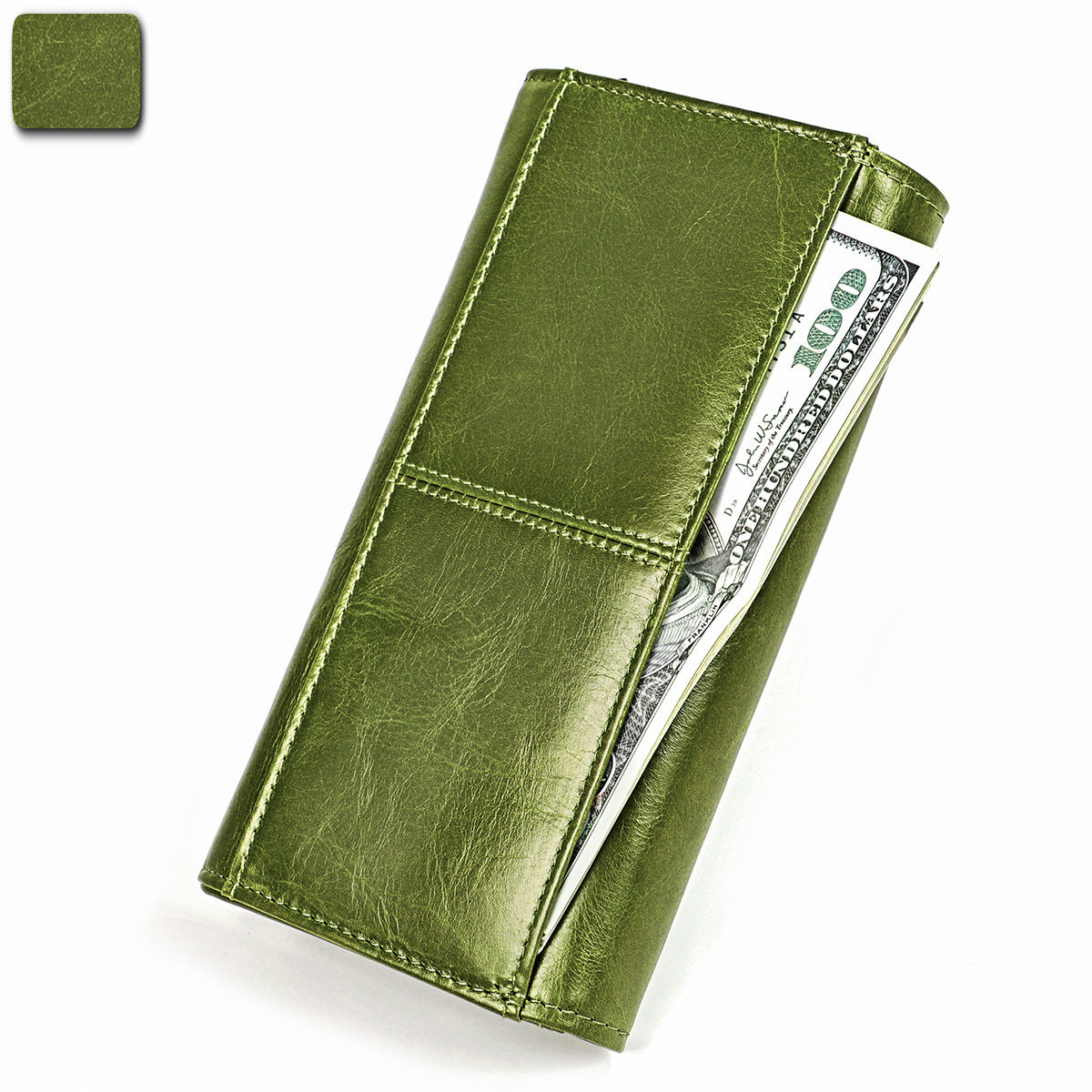 Women's Long Leather Retro First Layer Cowhide Ladies Wallet