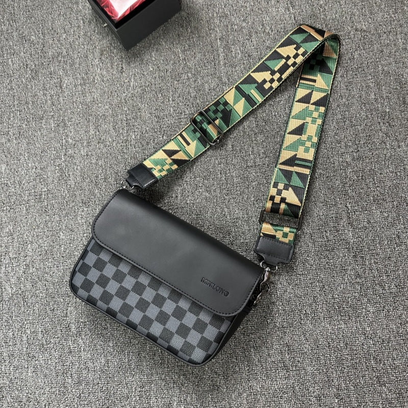Men's Chessboard Plaid Simple Large Capacity Mobile Bags