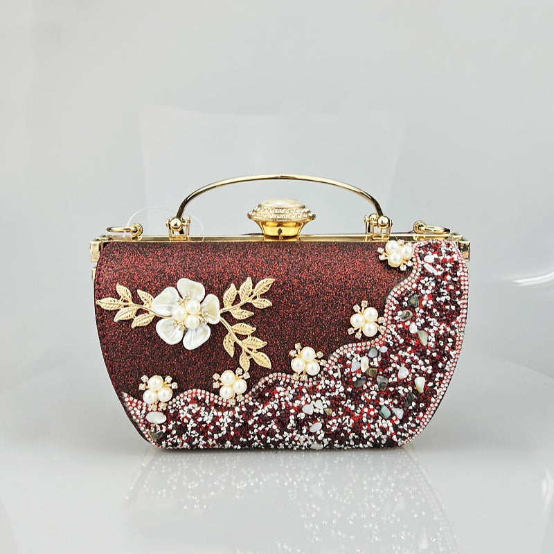 Women's Princess Hardware Diamond Floral Decorations Party Dress Elegant Dinner Bag