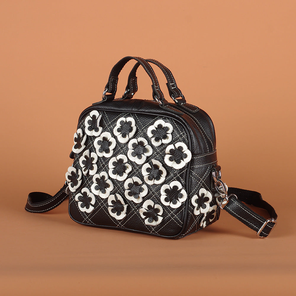 Women's Personalized Minority Colorful Flower First Layer Shoulder Bags