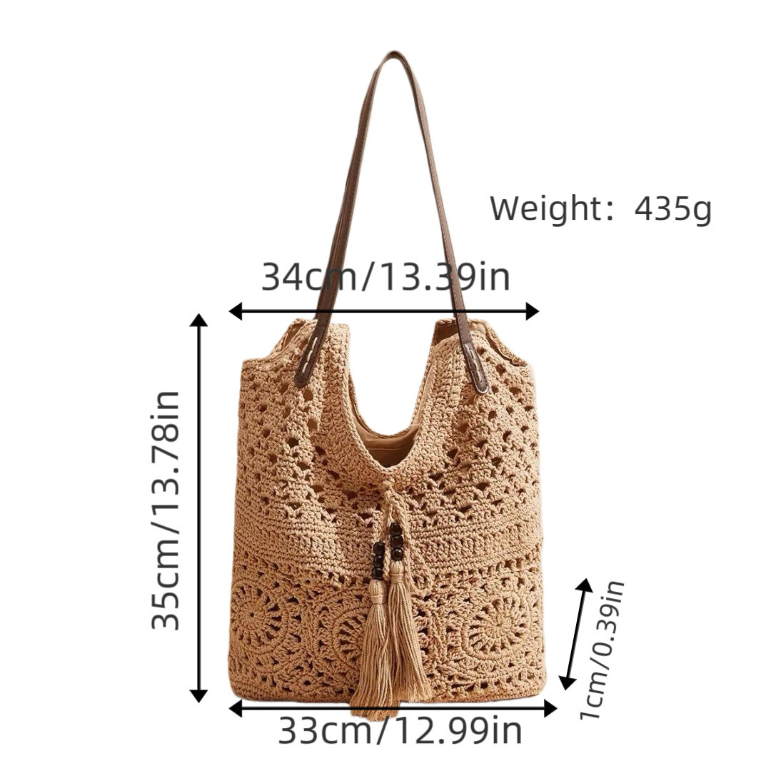 Women's Fashion Large Capacity Cotton Thread Woven Bags