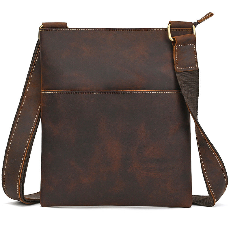 Men's Simple Retro Leather Crazy Horse Cowhide Men's Shoulder Bag
