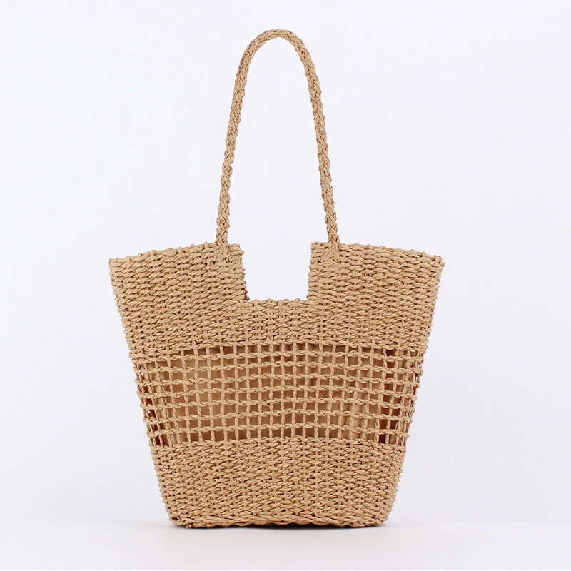 Women's French Hollow Niche Paper String Hand-woven Large Capacity Women's Shoulder Bag