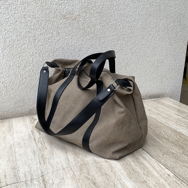 Lazy Portable Large Capacity Canvas Neutral Retro Women's Handbag