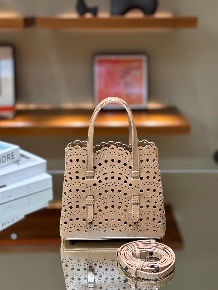 French Minority Wave Leather Summer Vacation Beach Weaving Women's Shoulder Bag
