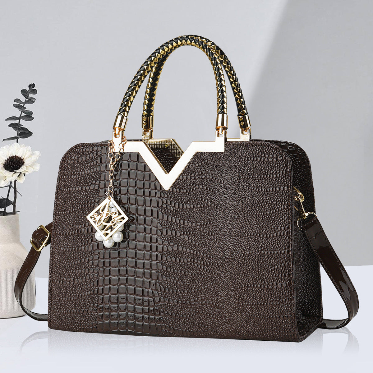 Women's Large Capacity Alligator Print Trendy Fashion Women's Handbag
