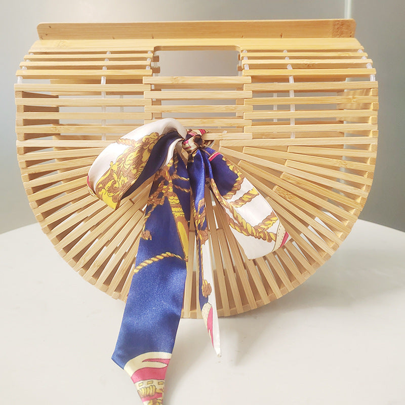 Women's Handmade Bamboo Woven Semicircle Vacation Beach Women's Clutch