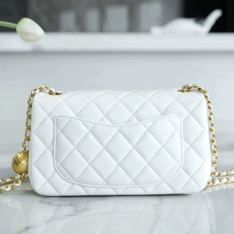 High Quality Golden Balls Fat Lambskin Classic Small Square Bag