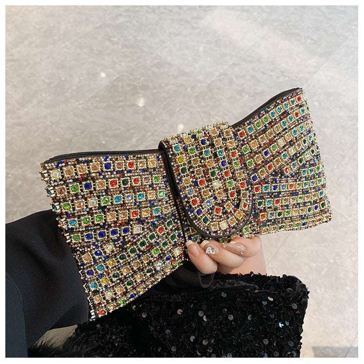 Fashion Rhinestone Diamond Glass Design Hand-held Banquet Shaped Dinner Bag