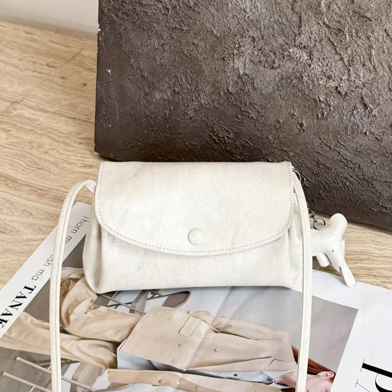 Oil Wax Cowhide Retro Minority Cloud Genuine Phone Bags