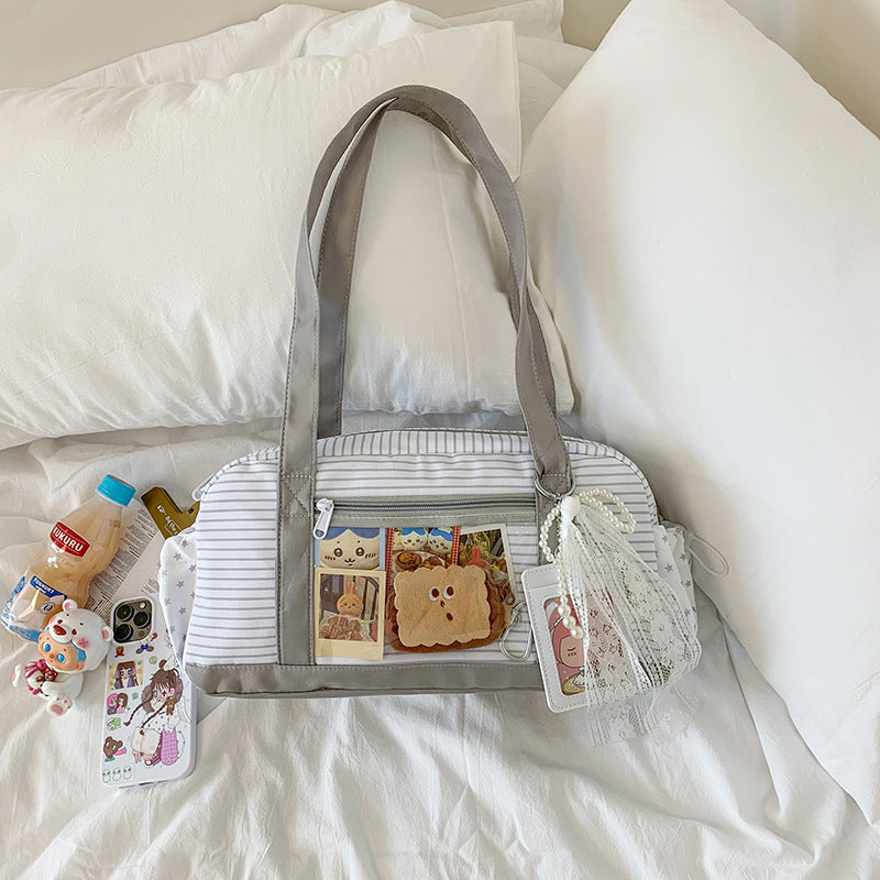 Striped Snacks Cartoon Two-dimensional Comic Show Women's Messenger Bag
