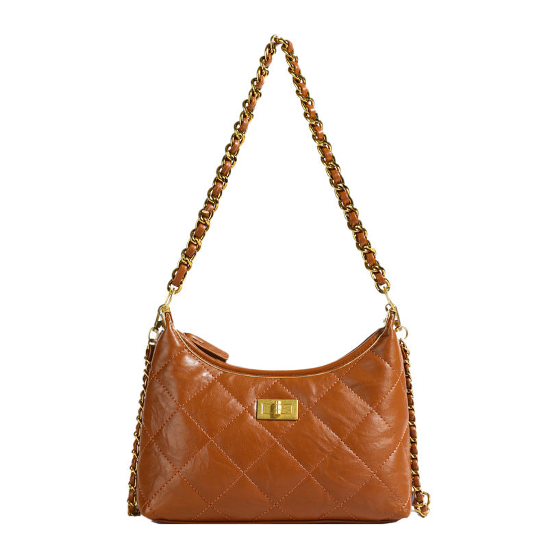 Women's Pure Color Trendy Fashion Rhombus Chain Women's Shoulder Bag
