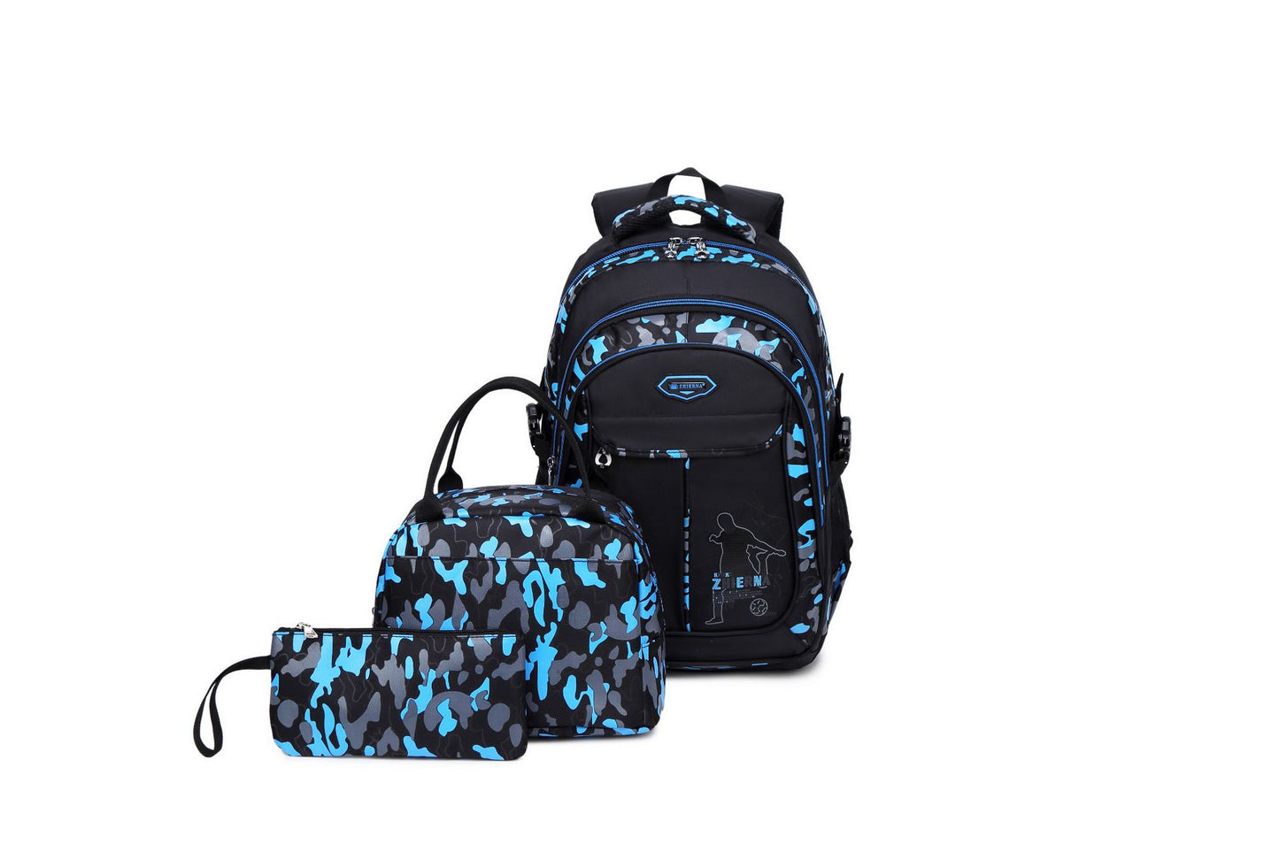 Men's & Women's Three-piece Set Lunch Contrast Color Camouflage Printed Backpacks