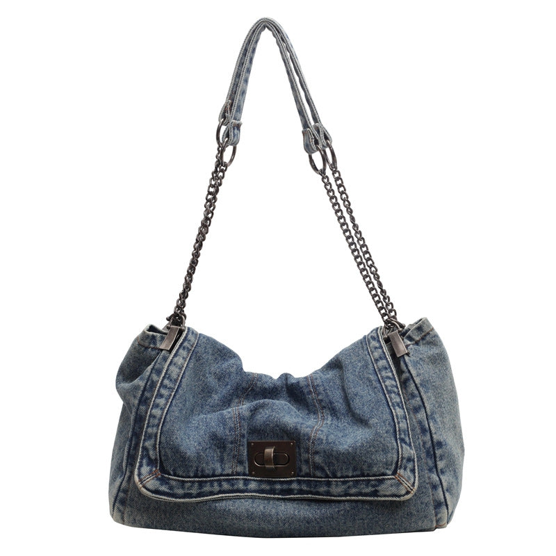 Women's Retro Denim High-grade Chain Large Capacity Shoulder Bags