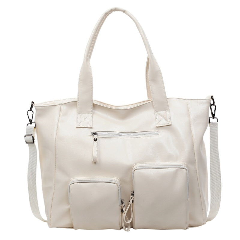 Women's Capacity Soft Leather Solid Color Stylish Good Texture Glossy Women's Messenger Bag