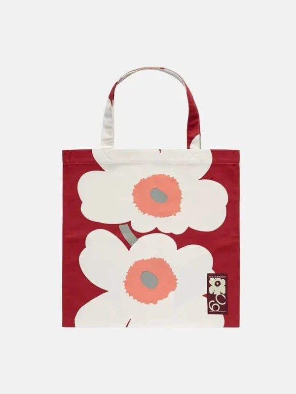 Women's White Big Flower Nordic Style Cotton Week Commemorative Leisure Shoulder Bags