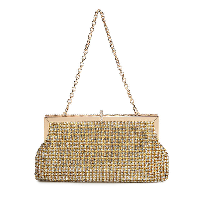 Women's Full Diamond Hand-held Handmade Rhinestone Clip Dinner Bag
