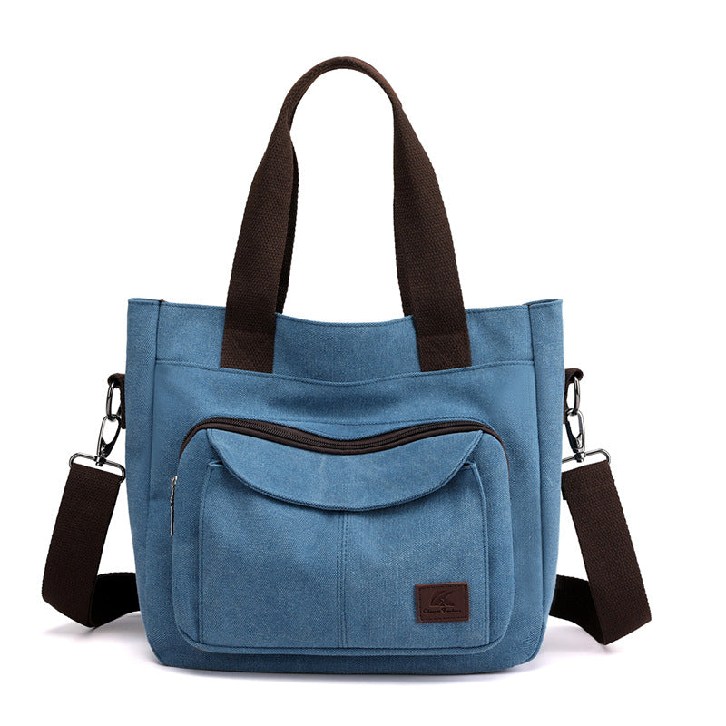 Women's Simple Retro Canvas Large Capacity Portable Shoulder Bags