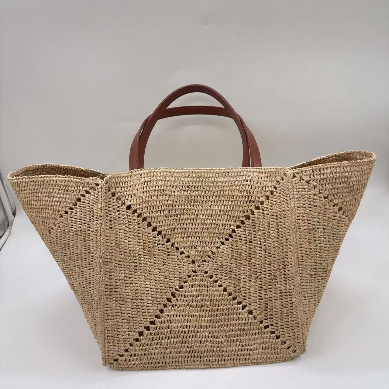 Women's Hand Crocheting Raffia Woven Large Capacity Shoulder Bags