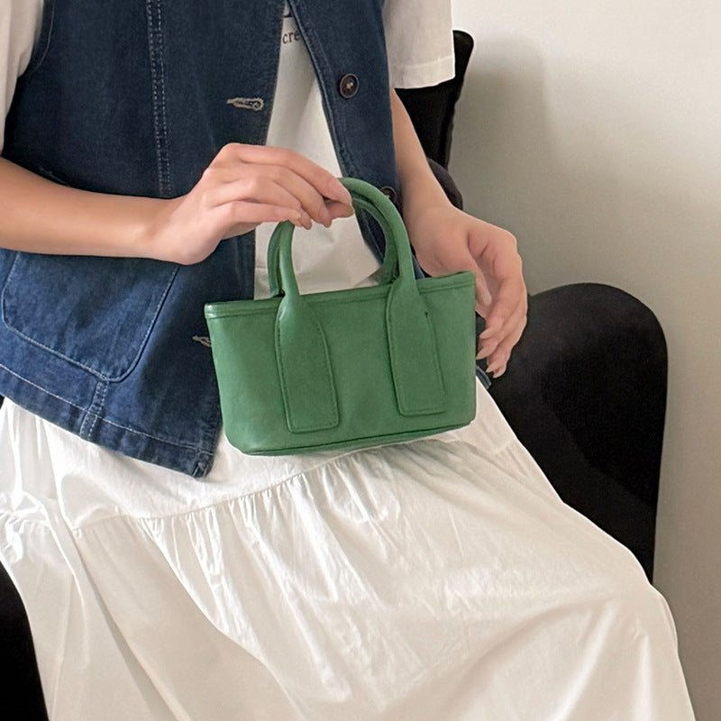 Niche Food Basket First Layer Cowhide Genuine Leather Women's Messenger Bag