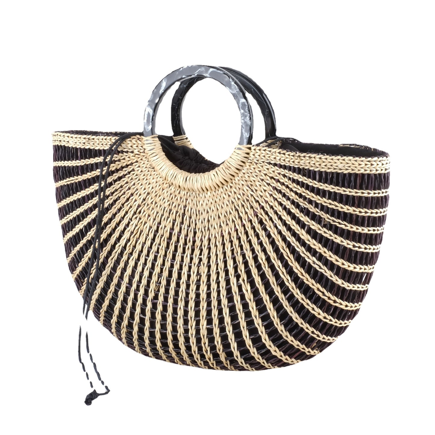 Women's Craft Straw Summer Vacation Beach Drawstring Street Women's Handbag