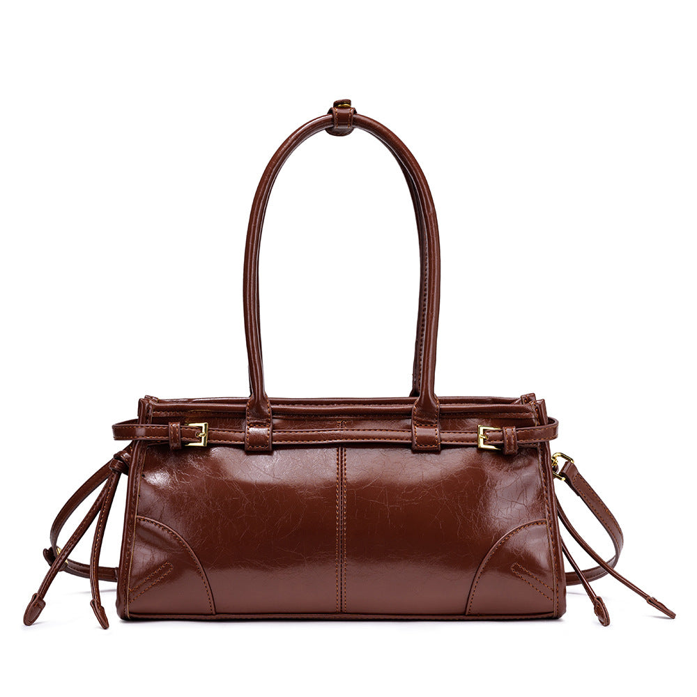 Women's Portable Underarm Oil Wax Leather Vintage Women's Handbag