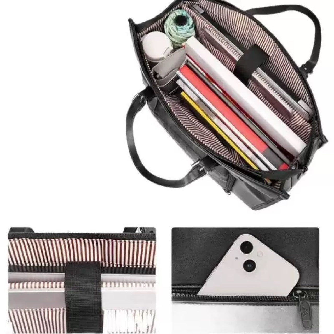 Strap Insulated Lunch Compartment Inch Leather Men's Tote