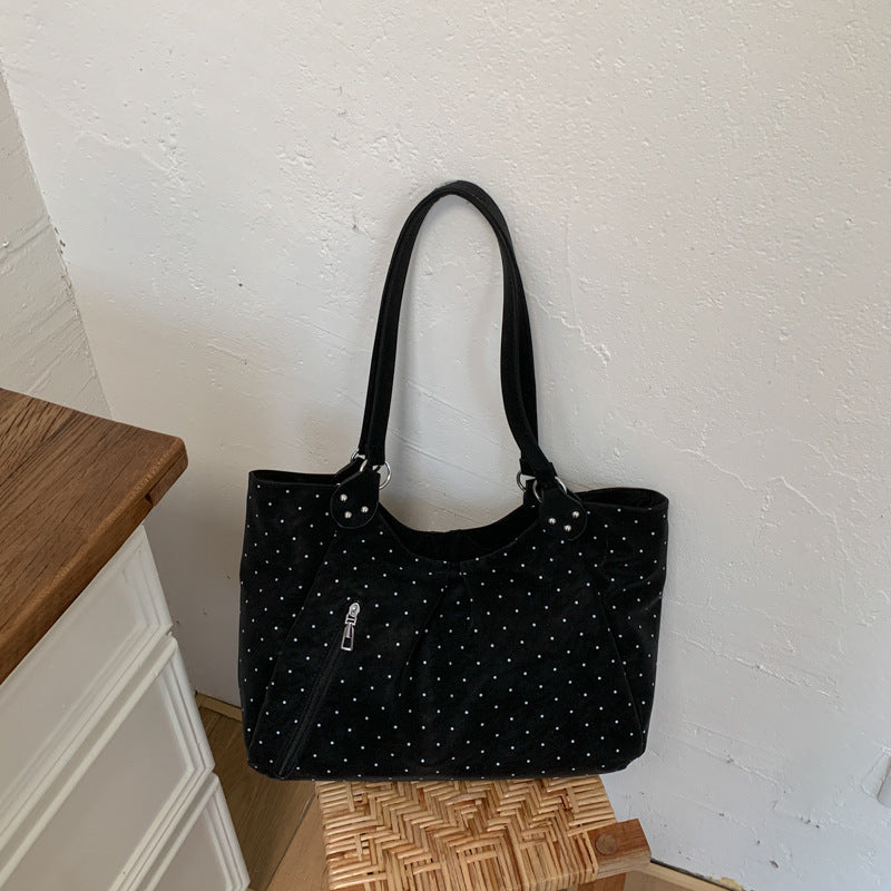 Women's Polka Dot Large Capacity Loose College Tote Bag