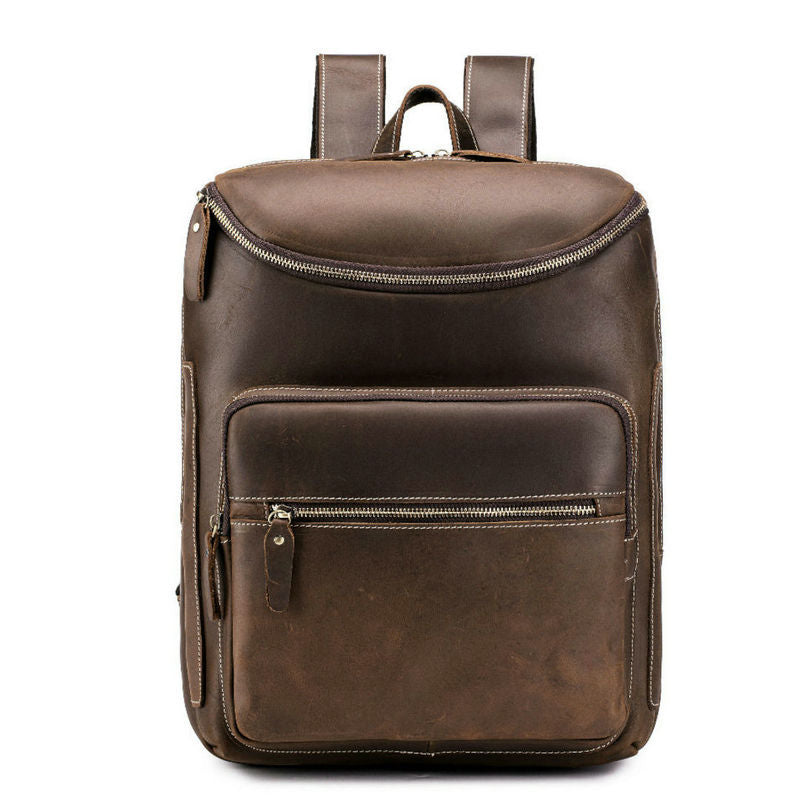 Leather Commute Computer First Layer Cowhide Large Business Backpack